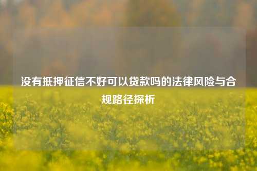 没有抵押征信不好可以贷款吗的法律风险与合规路径探析