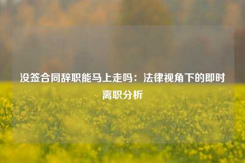 没签合同辞职能马上走吗：法律视角下的即时离职分析