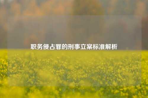 职务侵占罪的刑事立案标准解析