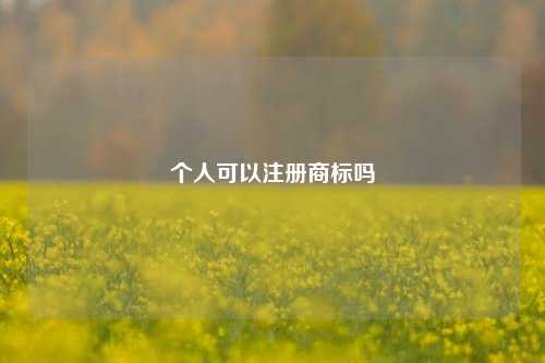 个人可以注册商标吗