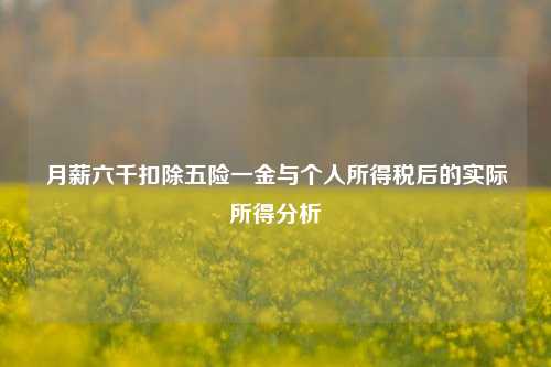 月薪六千扣除五险一金与个人所得税后的实际所得分析